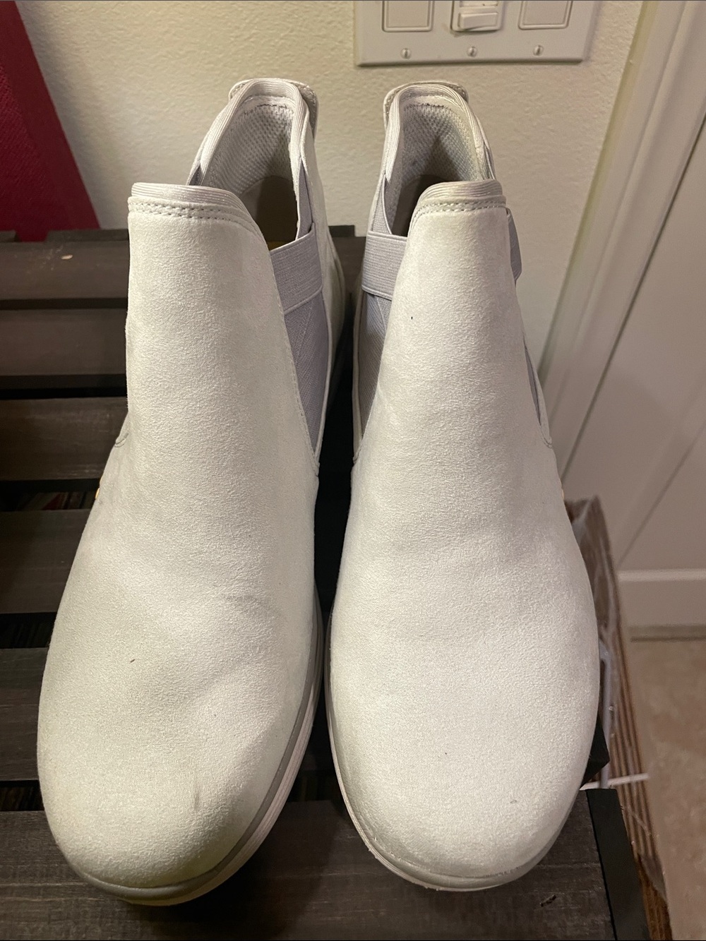Ryka White Slip-On Ankle Booties with Elastic Panels